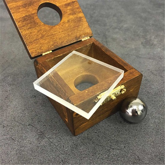 Steel Ball Through Glass Wood